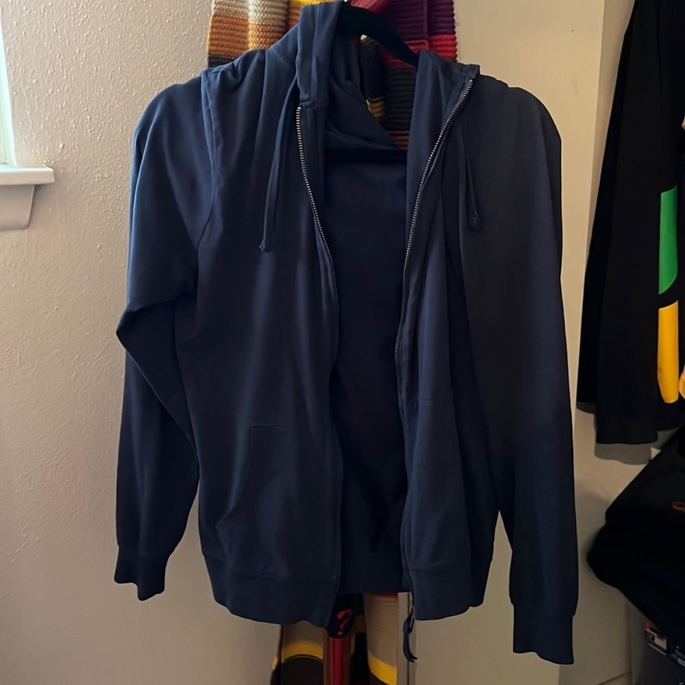 Allsaints Blue Brace Zip Up Hoodie (Regular Fit)